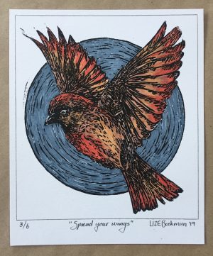 "Spread your wings" 3/6 LINOCUT (SOLD)